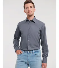 Men's Long Sleeve Tailored Polycotton Poplin Shirt