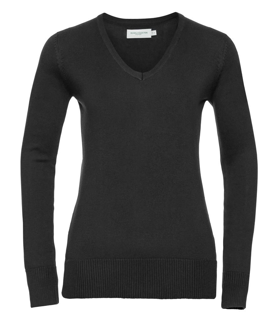 Russell Athletic Collection Ladies Cotton Acrylic V Neck Sweater