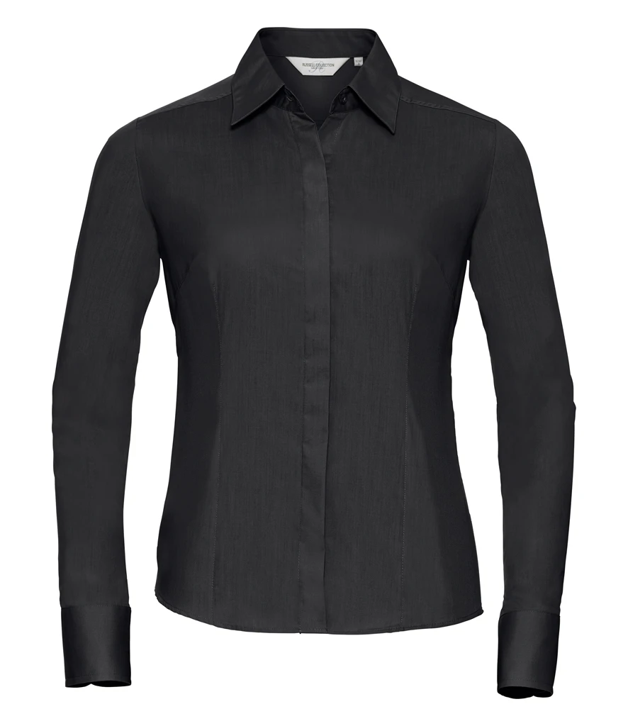 Russell Athletic Collection Ladies Long Sleeve Fitted Poplin Shirt