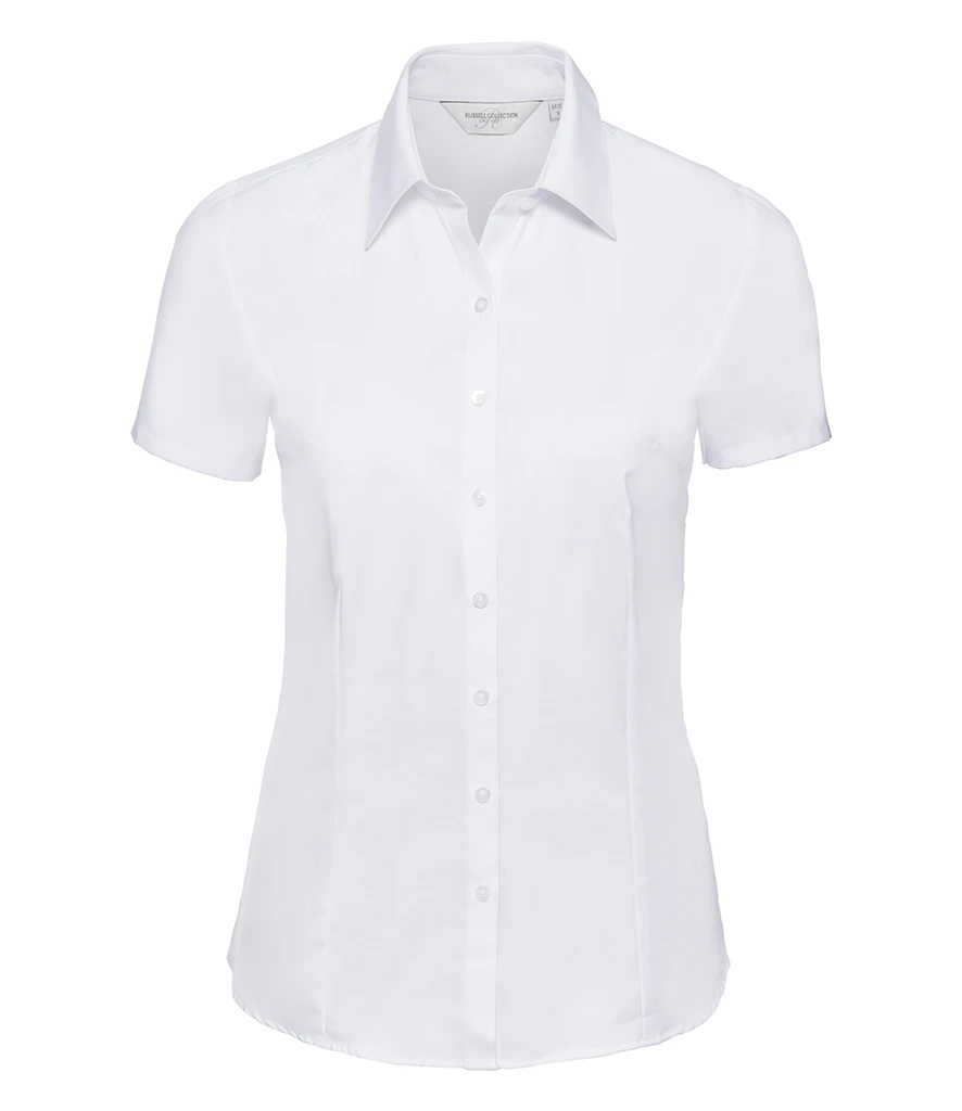 Russell Athletic Collection Ladies Short Sleeve Herringbone Shirt