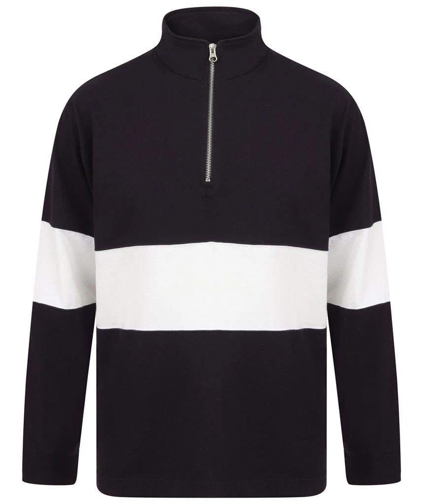 Front Row Panelled 1/4 Zip Neck Top