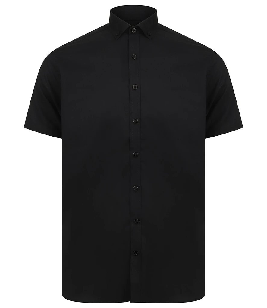Henbury Modern Short Sleeve Slim Fit Oxford Shirt