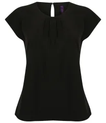 Henbury Ladies Pleat Front Short Sleeve Blouse
