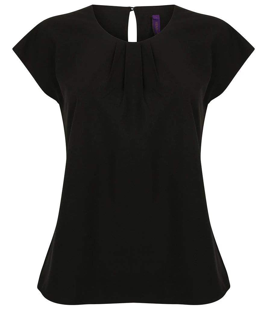 Henbury Ladies Pleat Front Short Sleeve Blouse