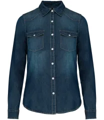 Kariban Ladies Long Sleeve Denim Shirt
