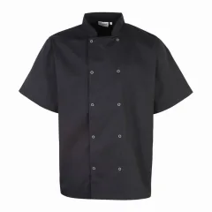 Premier Unisex Short Sleeve Stud Front Chef's Jacket