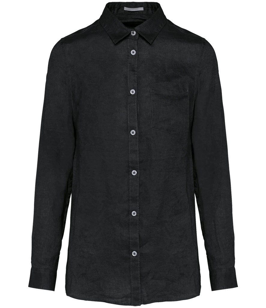Spasso Ladies Long Sleeve Linen Shirt