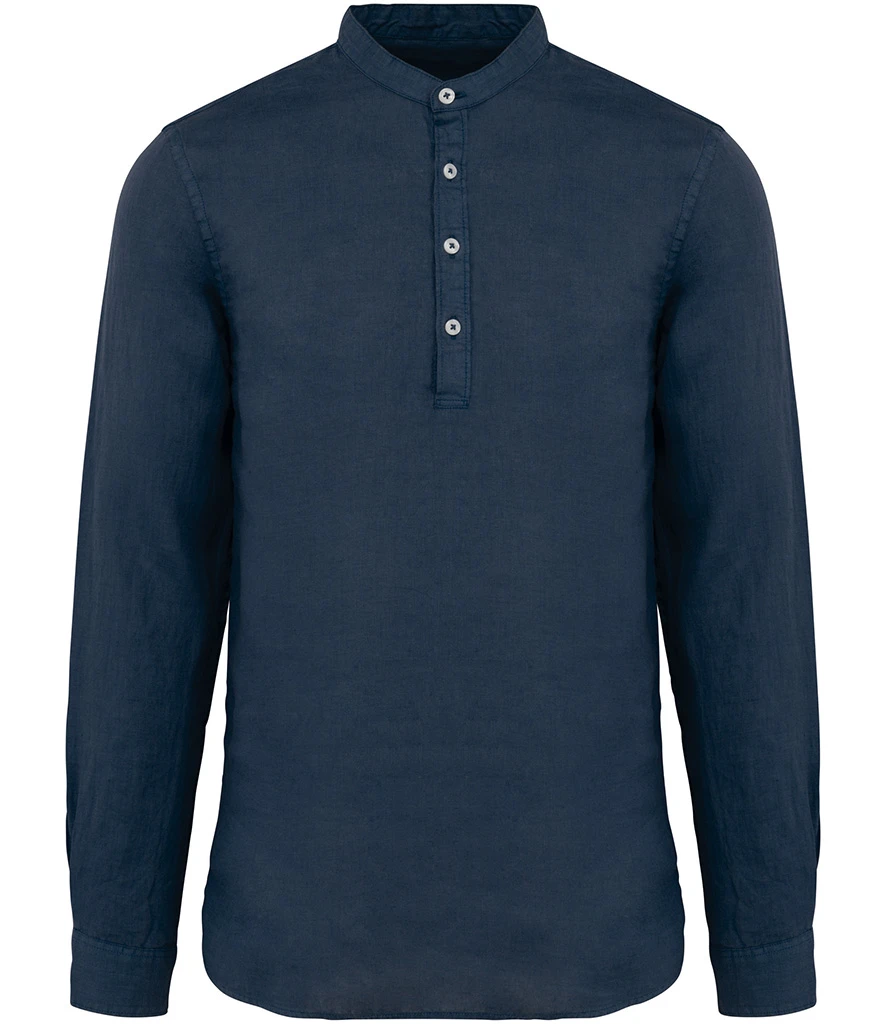 Spasso Washed Mao Collar Shirt