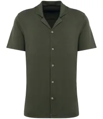 Spasso Jersey Short Sleeve Bowling Collar Shirt