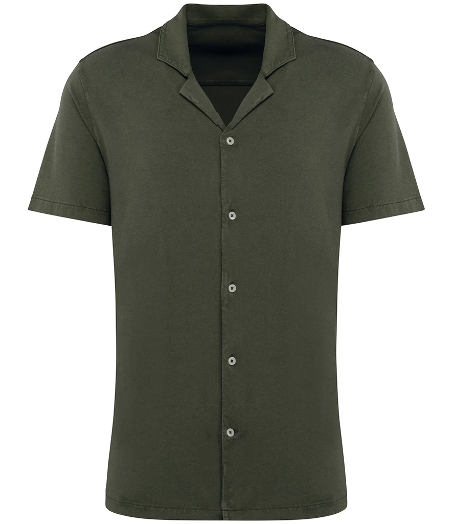 Spasso Jersey Short Sleeve Bowling Collar Shirt