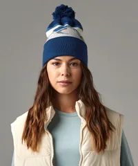 Mountain peaks pom pom beanie